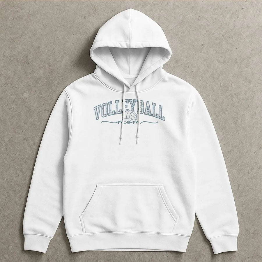 Volleyball Mom Hoodie | Retro Sport Graphic Sweatshirt | Premium Cotton-Poly Blend | Cute Gift For Volleyball Player Mom Fans