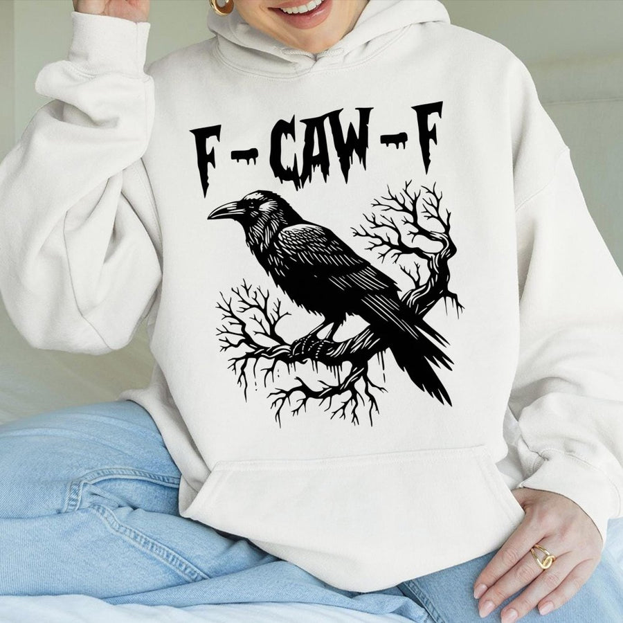 Crow Graphic Hoodie | F-Caw-F Gothic Bird Design | Premium Cotton Blend | Funny Halloween Gift for Bird Lovers