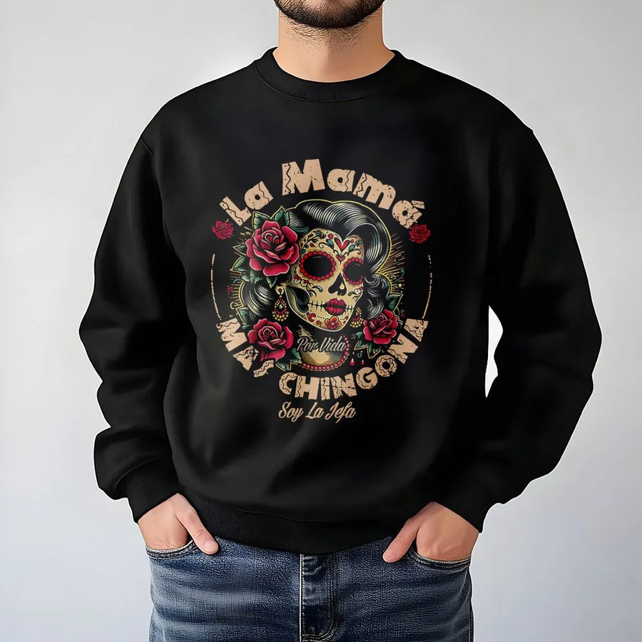 La Mama Mas Chingona Shirt | Vintage Calavera Sugar Skull Graphic | Soft Cotton Tee | Gift for Latina Mom, Mother's Day Jefa Tee