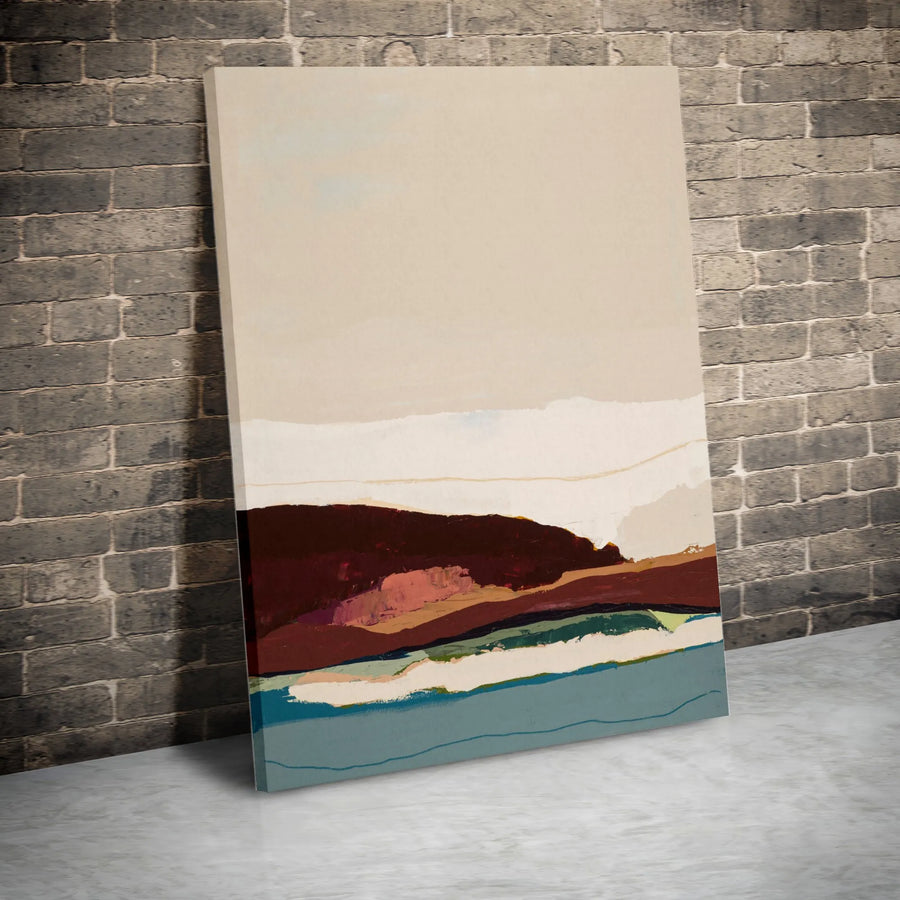 Abstract Landscape Vertical Canvas | Minimalist Earth Tone Wall Art | Premium 1.25" Thick Gallery Wrap | Modern Home Decor Gift