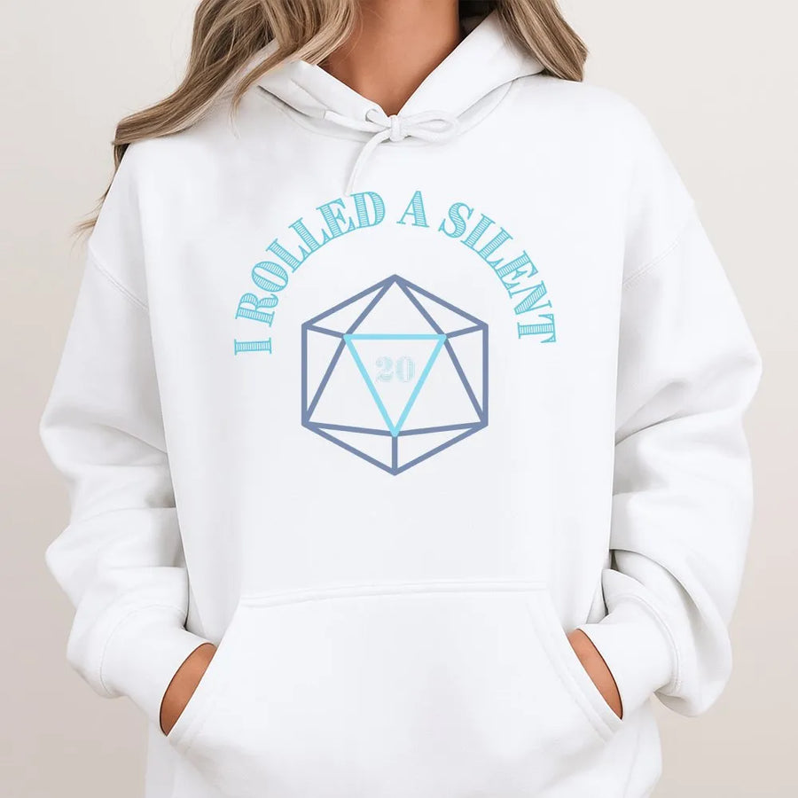 D20 Dice Hoodie | I Rolled a Silent 20 Graphic | Premium Cotton Blend | Gift for RPG Tabletop Gamers and DM