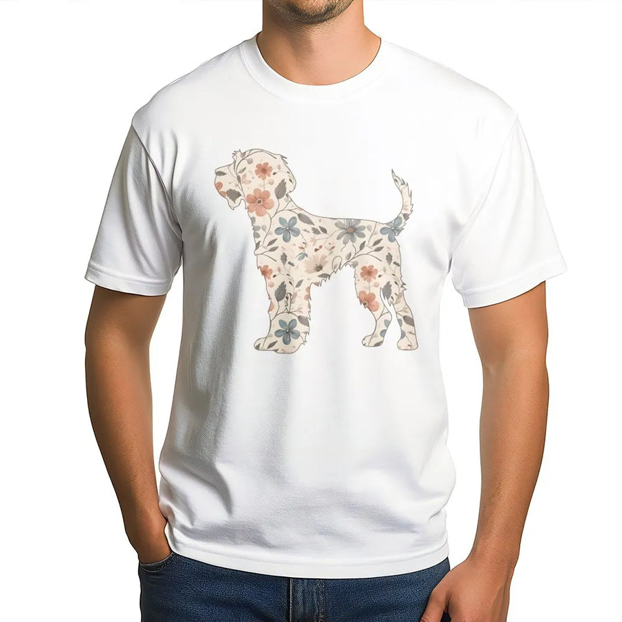 German Wirehaired Pointer T-Shirt | Floral Botanical Dog Art | Premium 100% Cotton Tee | Gift for Dog Mom and Pointer Lover
