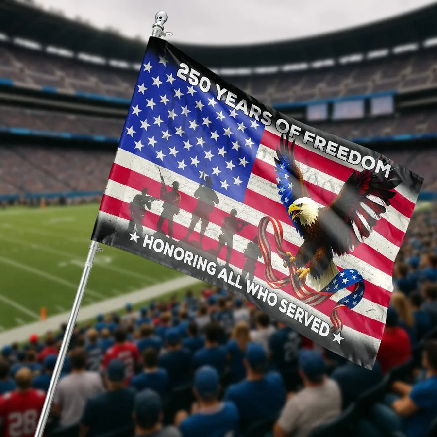 Patriotic USA House Flag | Honoring Veterans 250th Anniversary Eagle | Premium Double-Sided Polyester | Collector's Gift for Patriots