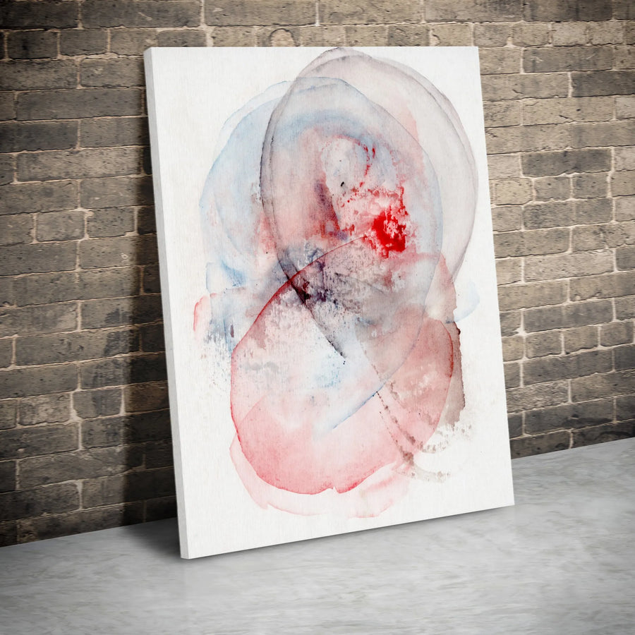 Abstract Watercolor Vertical Canvas | Modern Red and Blue Circular Art | Premium Thick Gallery Canvas | Living Room & Office Decor Gift