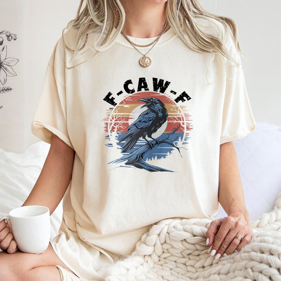F-Caw-F Crow T-Shirt | Vintage Distressed Bird Graphic | Premium 100% Cotton Soft Tee | Funny Wildlife Nature Lover Gift For Him Her