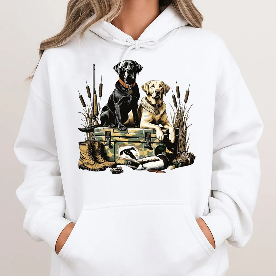 Duck Hunting Hoodie | Labrador Retriever Graphic Print | Premium Cotton-Polyester Blend | Gift for Waterfowl Hunters and Dog Lovers