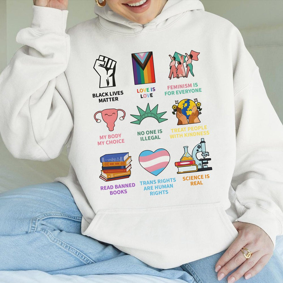 Social Justice Hoodie | Human Rights Equality Activism Graphic Design | Cotton-Poly Premium Blend | Gift For Progressive Allies And Supporters