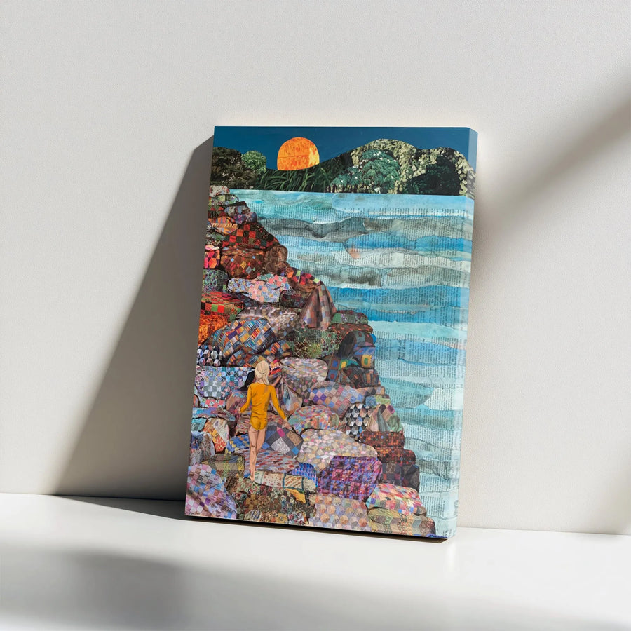 Surreal Collage Canvas Print | Patchwork Seaside Cliff Wall Art | Gallery Quality Canvas | Eclectic Home Decor Gift