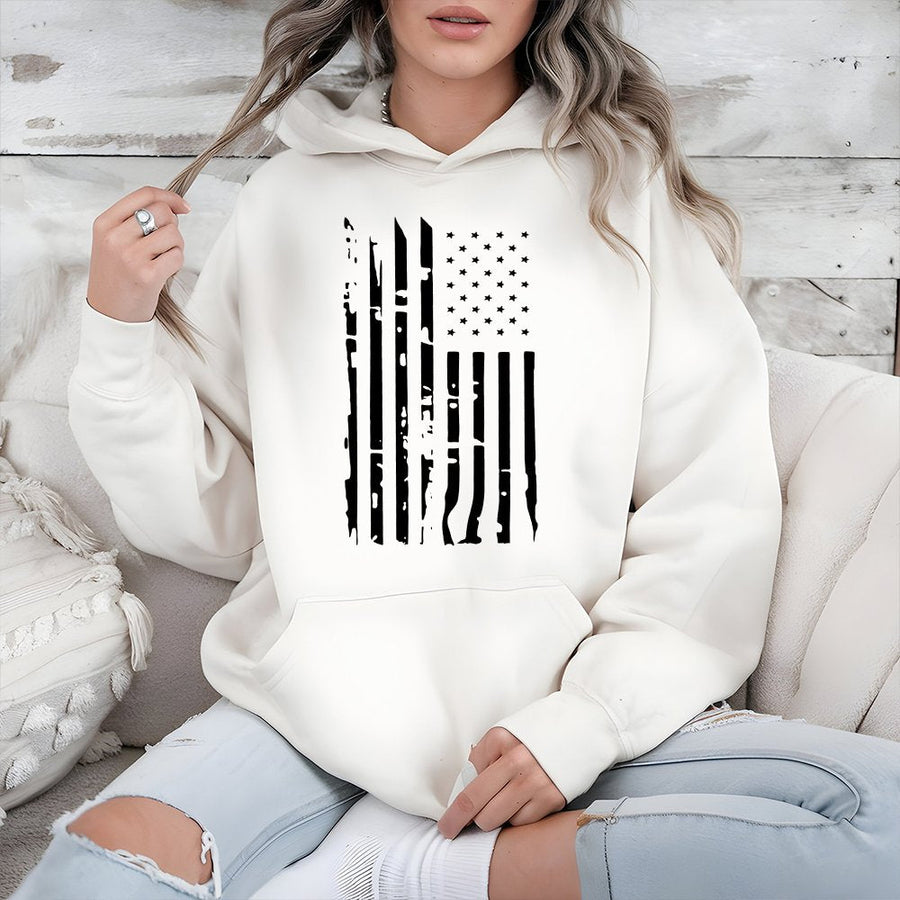 American Flag Hoodie | Distressed USA Patriot Graphic | Soft Cotton-Polyester Blend | Unisex Casual Gift for Proud Americans