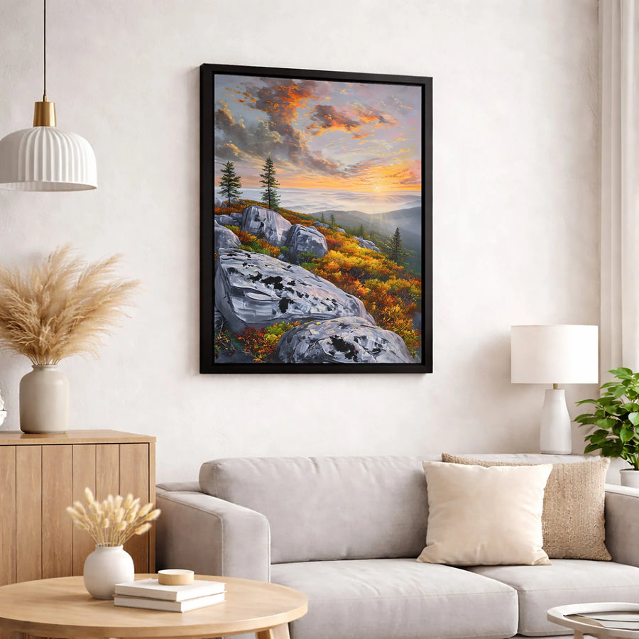 Mountain Sunrise Wall Art | Autumn Foliage Landscape Print | Premium 1.25" Gallery Wrapped Canvas | Nature Lover Home Decor Gift