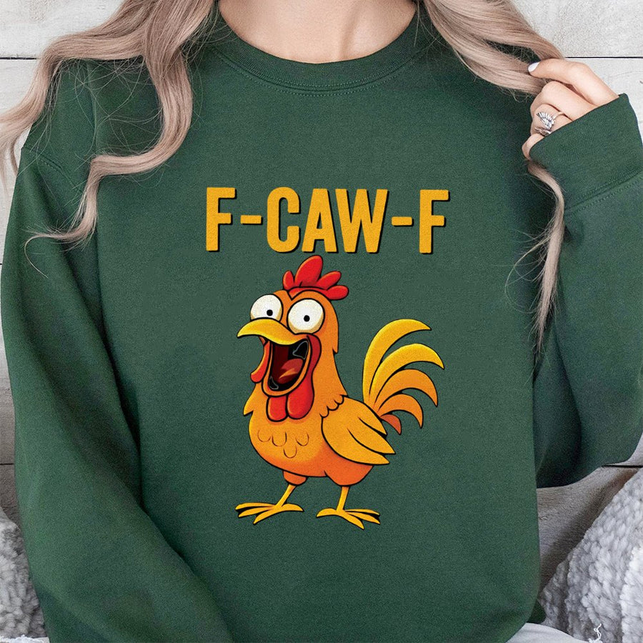 Funny Chicken Sweatshirt | F-Caw-F Pun Graphic Design | Premium Cotton Blend | Humorous Gift For Chicken Farmers And Poultry Lovers