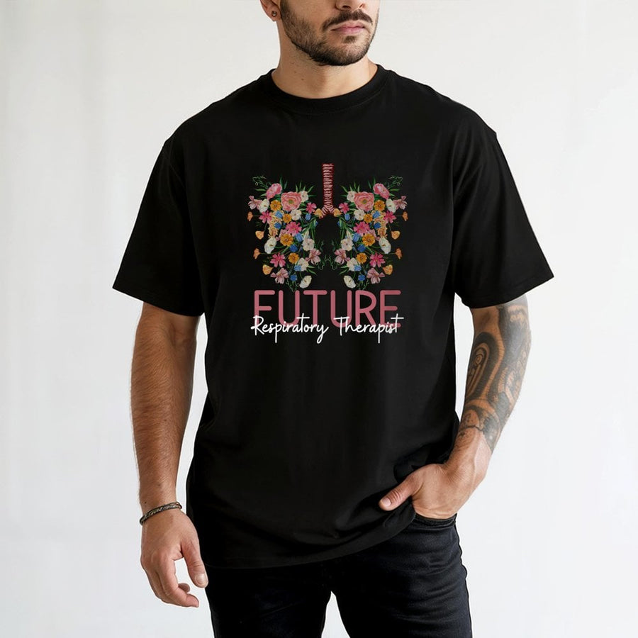 Future Respiratory Therapist T-Shirt | Floral Lungs Medical Design | 100% Cotton Premium Tee | Graduation Gift for Respiratory Therapy Student