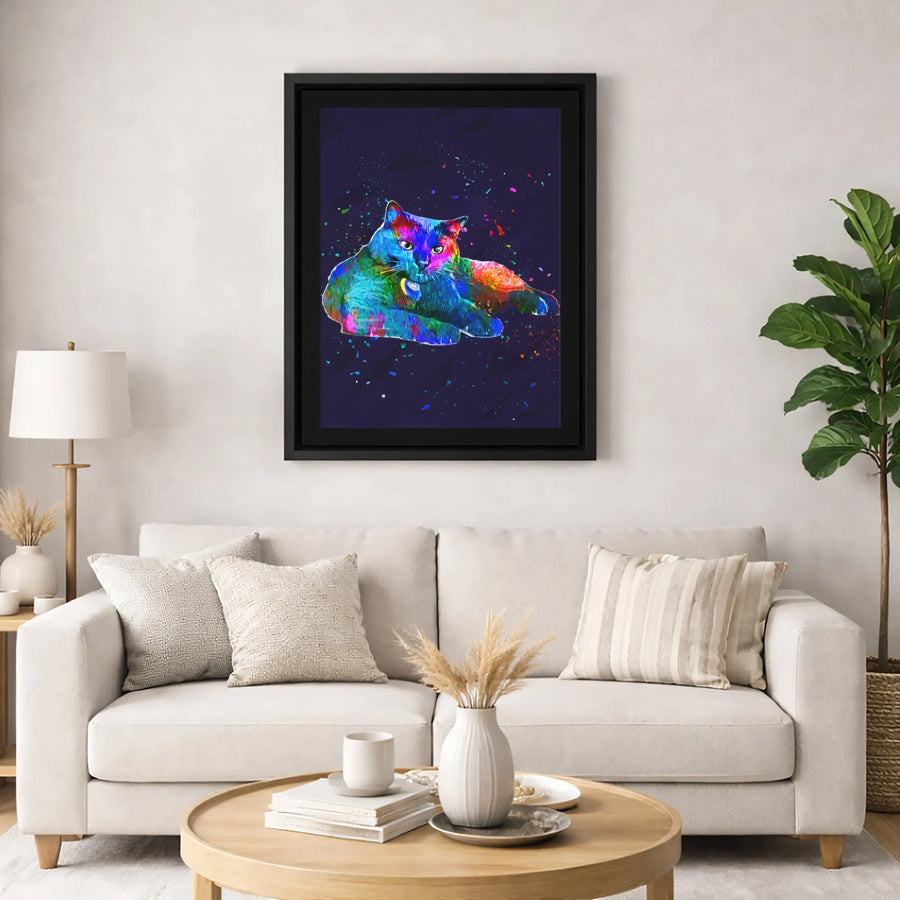 Colorful Cat Canvas Wall Art | Vibrant Abstract Pop Art Pet Portrait | Premium 1.25" Gallery Wrap | Modern Home Decor Gift for Cat Lovers