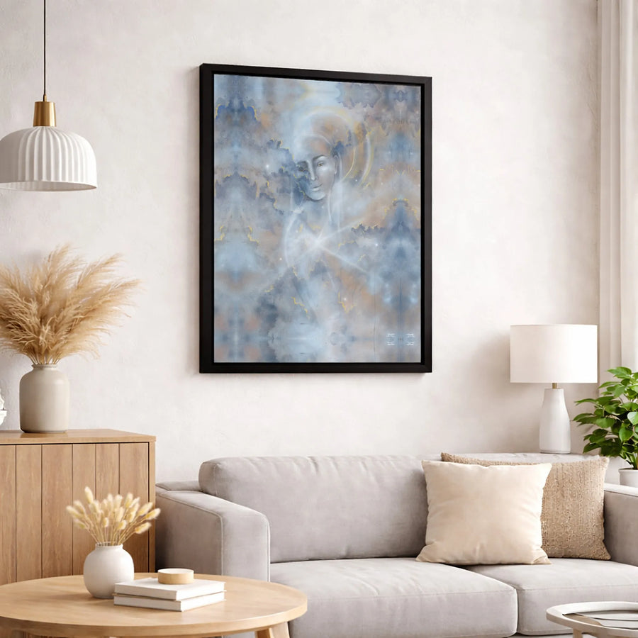 Ethereal Angel Wall Art | Divine Spiritual Halo Canvas Print | 1.25 Inch Gallery Wrap | Serene Heavenly Decor for Living Room