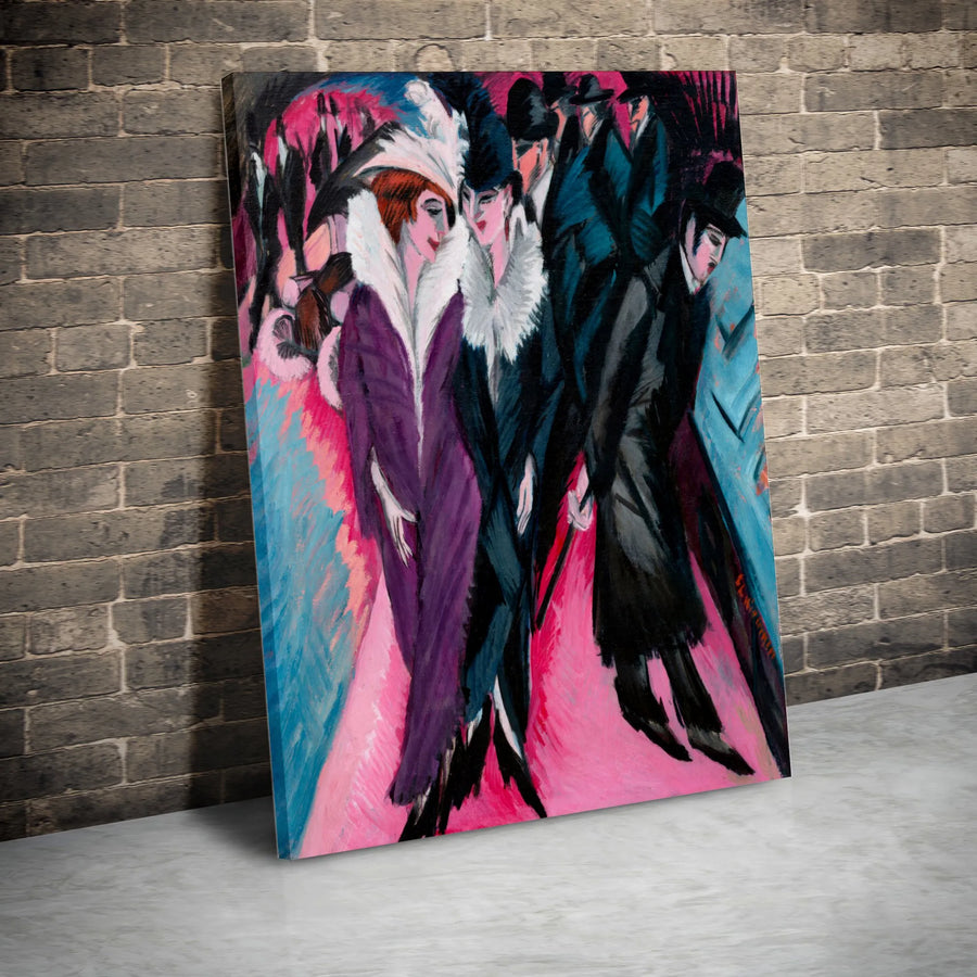 Street Berlin Canvas Art | German Expressionism Print | Museum Quality Gallery Wrap | Modern Home Decor Wall Art Gift for Art Lovers