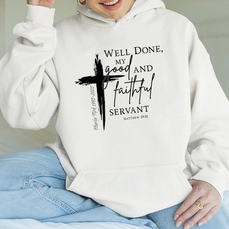 Well Done Good And Faithful Servant Hoodie | Matthew 25:21 Cross Scripture | Premium Cotton-Blend Religious Apparel | Gift For Christian Men Women