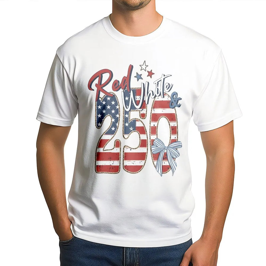 USA 250th Anniversary T-Shirt | Patriotic Red White & Blue Flag Graphic | Premium Cotton Blend | Commemorative 4th of July Gift