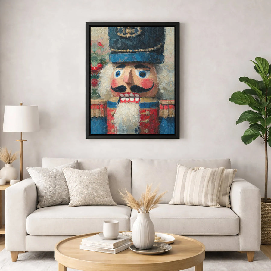 Nutcracker Christmas Canvas Wall Art | Oil Painting Texture Holiday Decor | Gallery Wrap 1.25" Profile | Festive Seasonal Gift for Home
