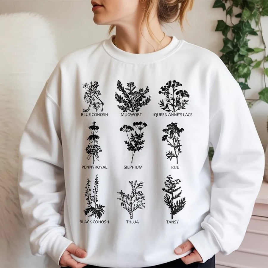 Botanical History Sweatshirt | Feminist Herb Illustration | Premium Soft Cotton Blend | Pro Choice Reproductive Rights Gift