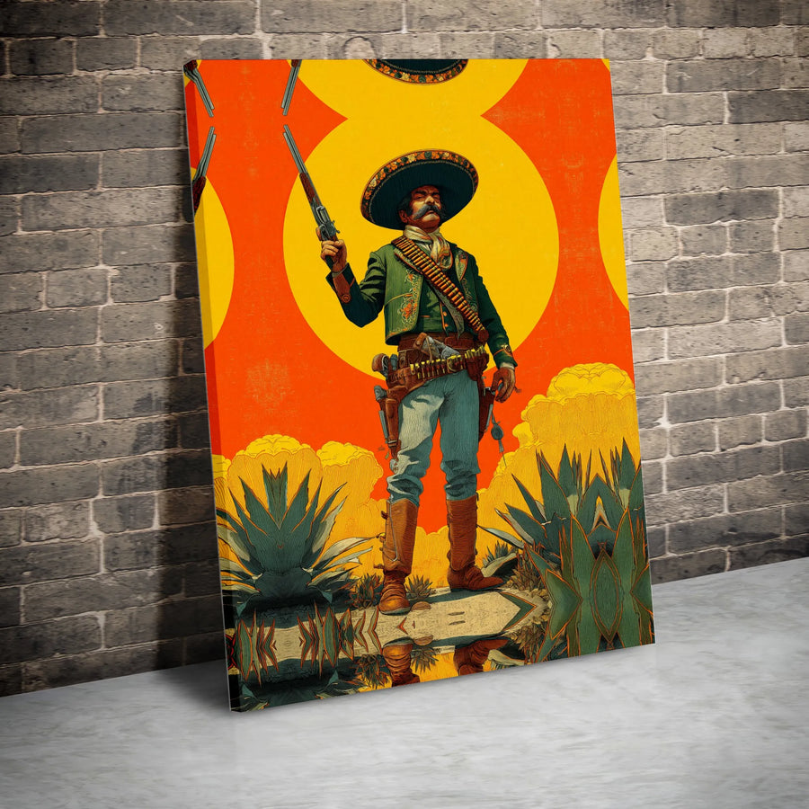 Mexican Revolutionaries Canvas Print | Vintage Vaquero Sombrero Art | Premium Fade-Resistant Gallery Wrap | Southwestern Home Office Decor Gift