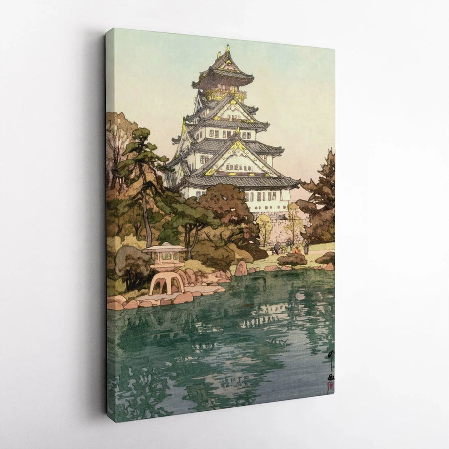 Japanese Castle Canvas Art | Vintage Ukiyo-e Architecture Print | Premium Gallery Wrap Wall Decor | Zen Home Office Gift for Art Lovers