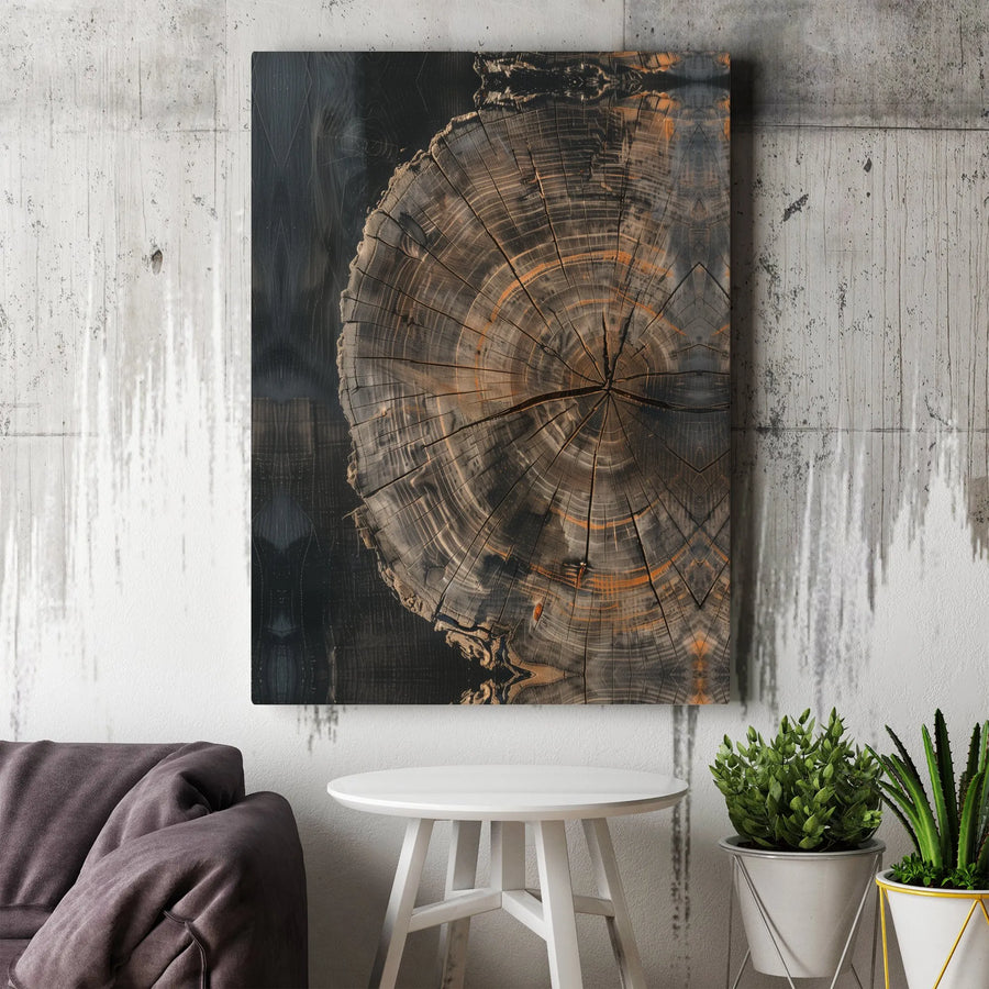 Tree Ring Canvas Wall Art | Rustic Tree Stump Cross Section Print | Premium Frameless Gallery Canvas | Modern Farmhouse & Cabin Decor Gift