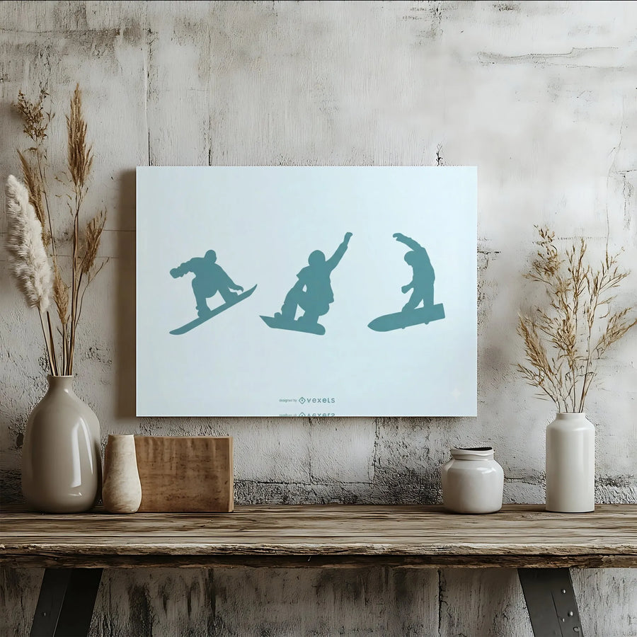 Snowboarder Canvas Wall Art | Minimalist Silhouette Action Print | 1.25-Inch Gallery Wrap Frame | Gift For Winter Sports Enthusiasts