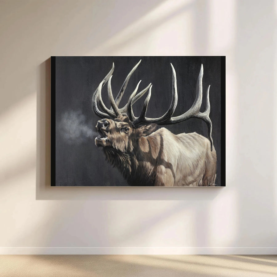 Bugling Bull Elk Canvas Wall Art | Majestic Wildlife Nature Print | 1.25-Inch Gallery Wrap Frame | Rustic Lodge Home Decor Gift