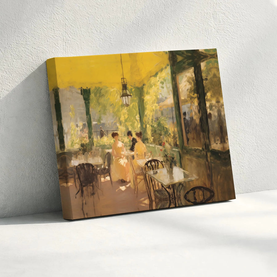 Impressionist Cafe Scene Canvas Wall Art | Childe Hassam Summer Girl Reproduction | Premium Fade-Resistant Print | Classic Art Collector Gift
