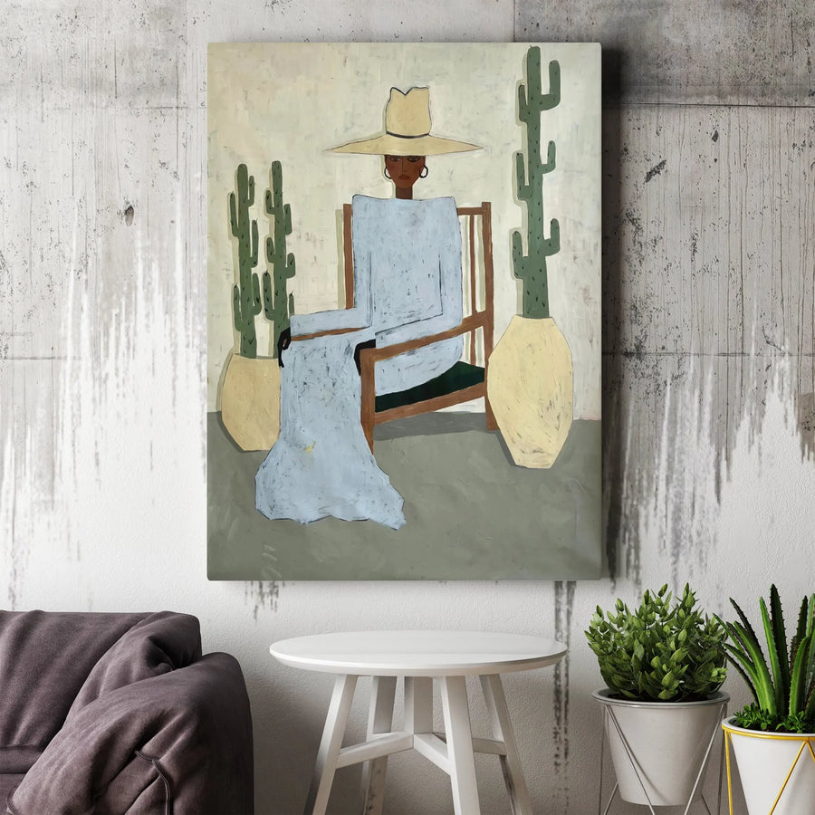Abstract Woman Portrait Vertical Canvas | Minimalist Southwestern Art Print | Premium Gallery Wrapped Canvas | Modern Living Room Wall Decor Gift