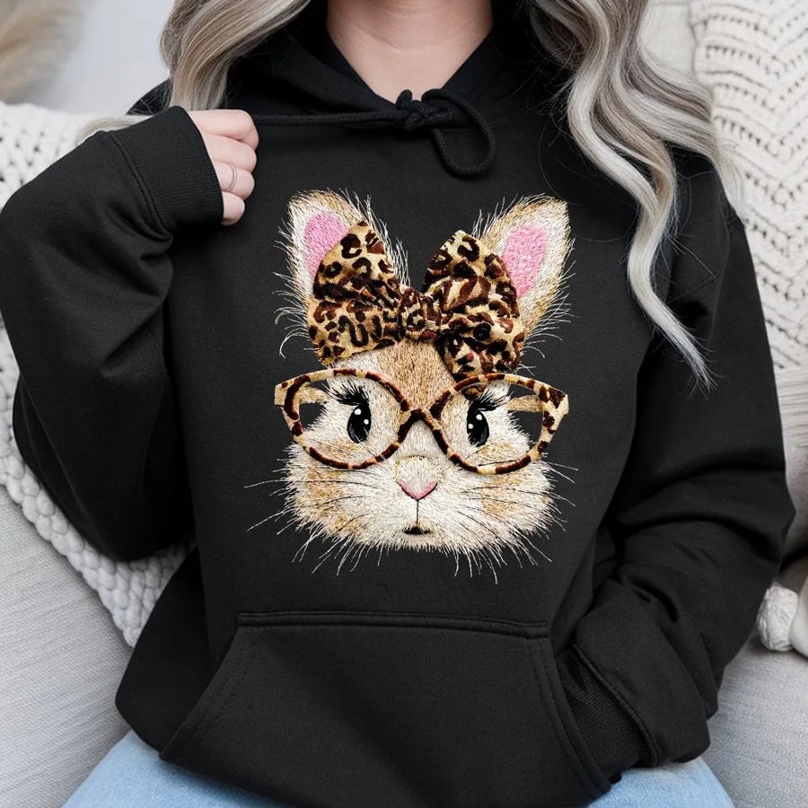 Easter Bunny Hoodie | Cute Bubble Gum Bunny Graphic | Premium Cotton-Poly Blend | Cozy Spring Gift For Women & Teens