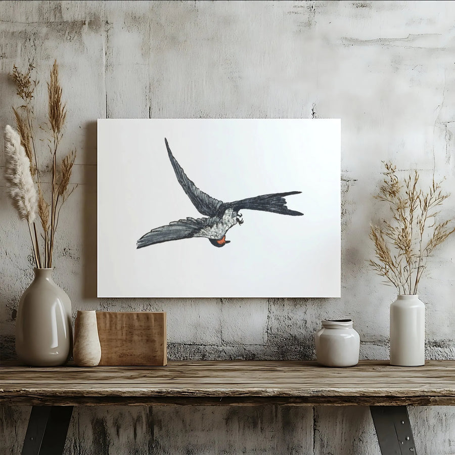 Flying Swallow Canvas Print | Vintage Sketch Style Bird Wall Art | Premium 1.25-Inch Gallery Wrap | Minimalist Nature Home Decor Gift