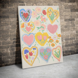 Floral Hearts Wall Art | Painterly Botanical Heart Canvas Print | Premium Gallery Wrap Decor | Romantic Home Gift For Her