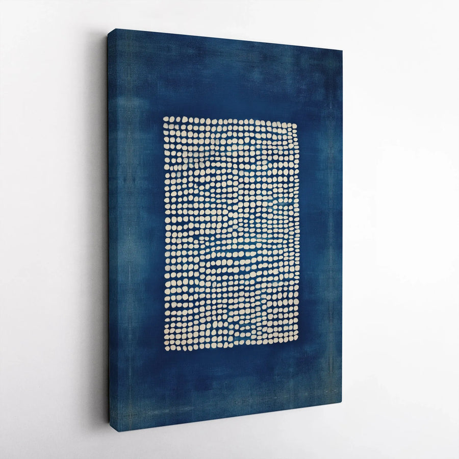 Abstract Indigo Canvas Art | Minimalist Geometric Dot Pattern | Gallery-Quality 1.25 Inch Profile | Modern Home & Office Wall Decor