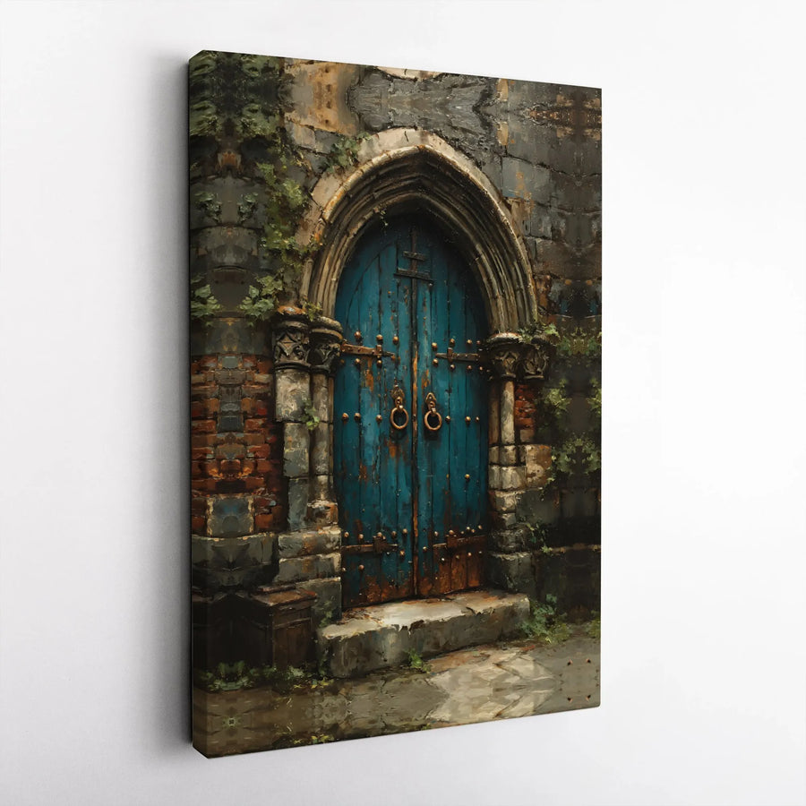 Gothic Church Door Canvas Wall Art | Moody Vintage Architecture Print | Premium Gallery Wrapped Decor | Gift for History Lovers