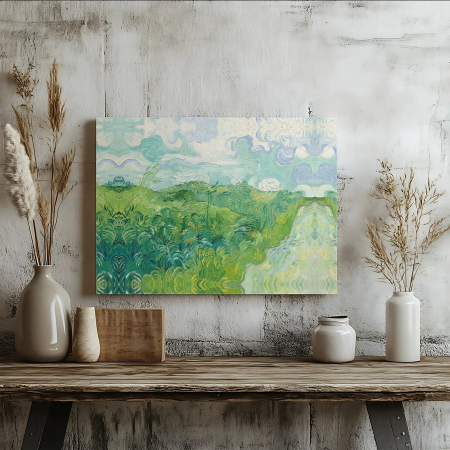 Van Gogh Style Landscape Canvas Wall Art | Mirrored Impressionist Wheatfield Print | Premium 1.25 Inch Gallery Wrap | Elegant Home Office Decor Gift