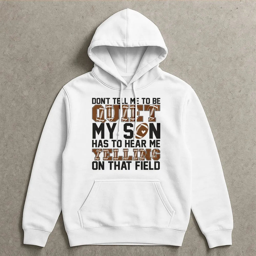 Football Mom Hoodie | Funny Sports Mama Yelling Design | Premium Cotton-Poly Blend | Game Day Gift for Football Fans