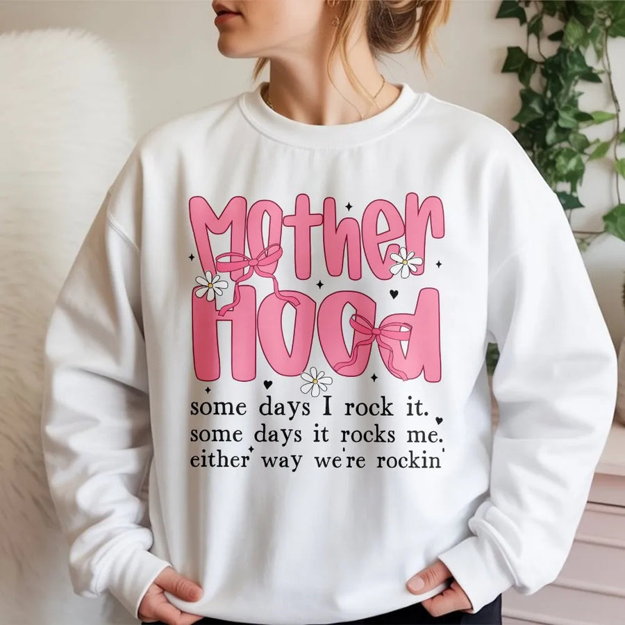 Funny Mom Sweatshirt | Retro Coquette Bow Graphic | Soft Cotton Tee | Sarcastic Mama Mother's Day Gift