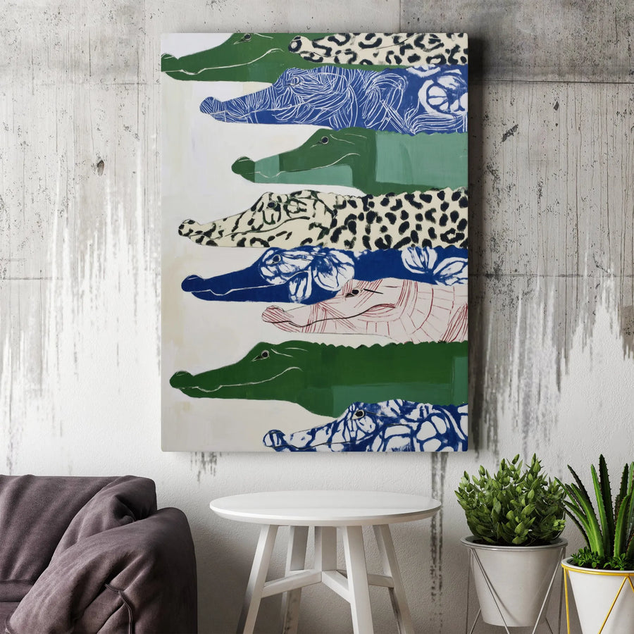 Abstract Alligator Wall Art | Modern Wildlife Animal Canvas Print | Premium Gallery Wrap Decor | Unique Office or Living Room Gift