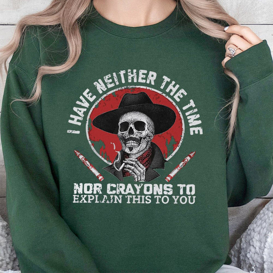 Sarcastic Skeleton Sweatshirt | Funny Cowboy Skull Graphic | Premium Cotton Blend Crewneck | Witty Gift for Sarcastic People