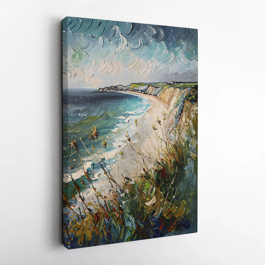 Coastal Seascape Canvas Art | Impasto Oil Painting Style | Premium 1.25-Inch Gallery Wrap | Beach House Wall Decor Gift