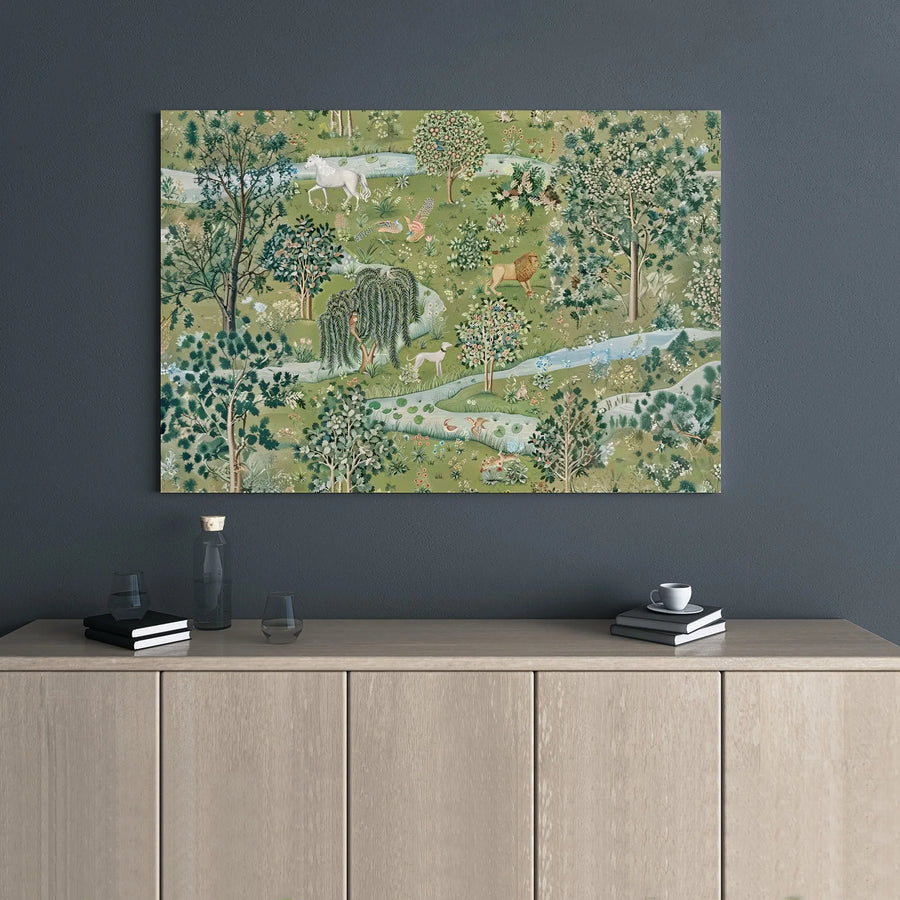 Forest Animal Canvas Wall Art | Vintage Woodland Tapestry Print | Premium Gallery Wrap Decor | Nature Inspired Gift for Living Room or Office