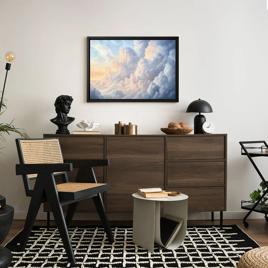 Dreamy Sky Canvas Wall Art | Ethereal Pastel Cloudscape Painting | Premium Gallery Wrap Print | Modern Home Decor Gift for Living Room