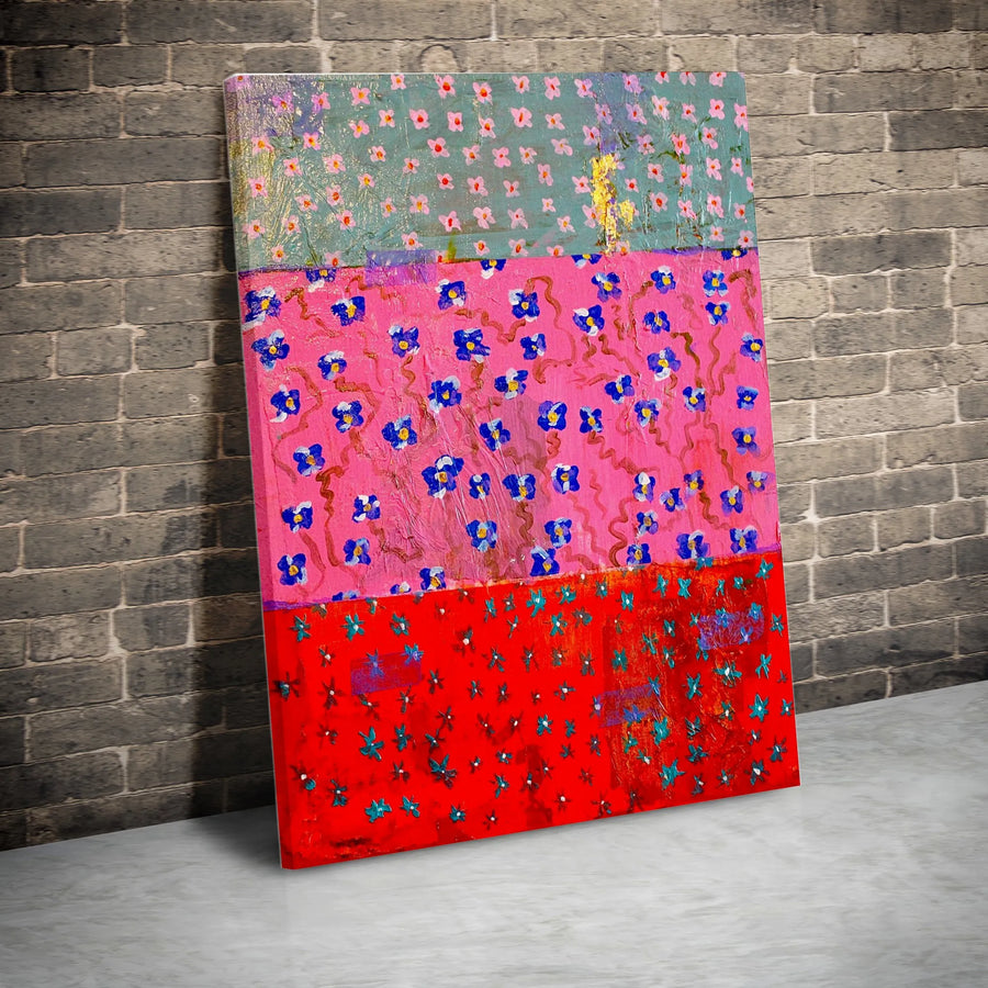 Abstract Floral Canvas Wall Art | Vibrant Color Block Botanical Print | Premium Gallery Wrapped Canvas | Eclectic Home Decor Gift