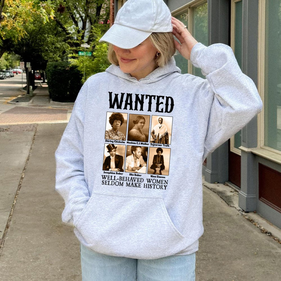 Black History Month Hoodie | Iconic Women Leaders Wanted Graphic | Premium Cotton Blend | Empowerment Gift for Activists and Educators