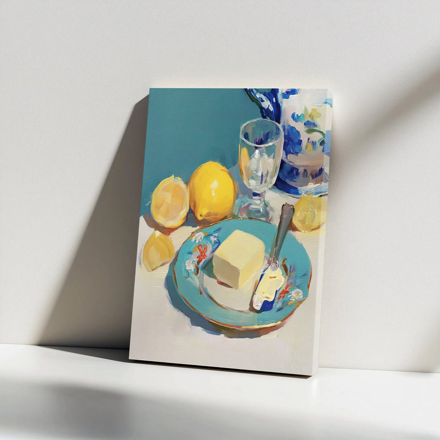 Still Life Lemon and Butter Canvas Print | Impressionist Kitchen Wall Art | Premium Gallery Wrapped Decor | Gift for Foodie and Chef
