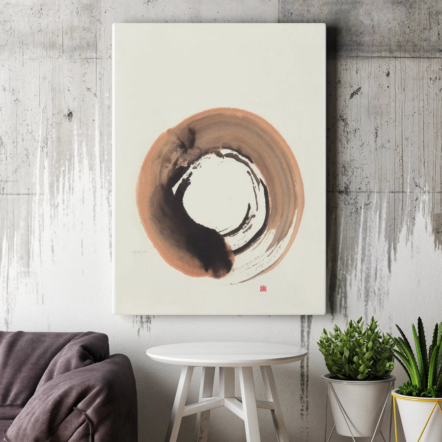 Zen Circle Canvas Print | Ensō Sumi-e Brush Stroke Art | Premium Gallery Wrapped Canvas | Japanese Meditation Room Decor Gift