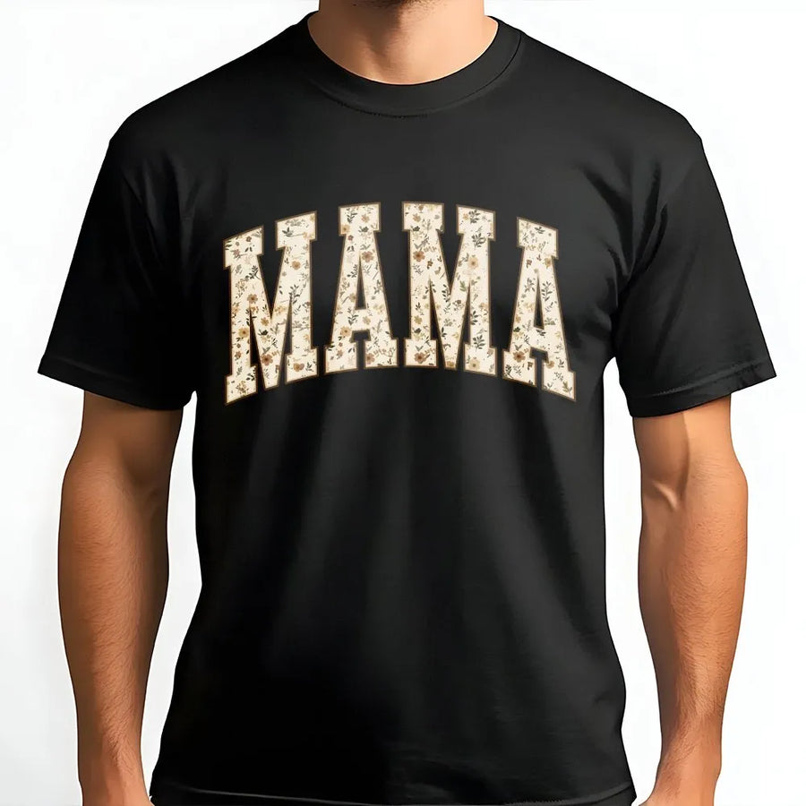 Floral Mama T-Shirt | Vintage Wildflower Varsity Letters | Premium Soft Crewneck | Mothers Day Gift for New Mom