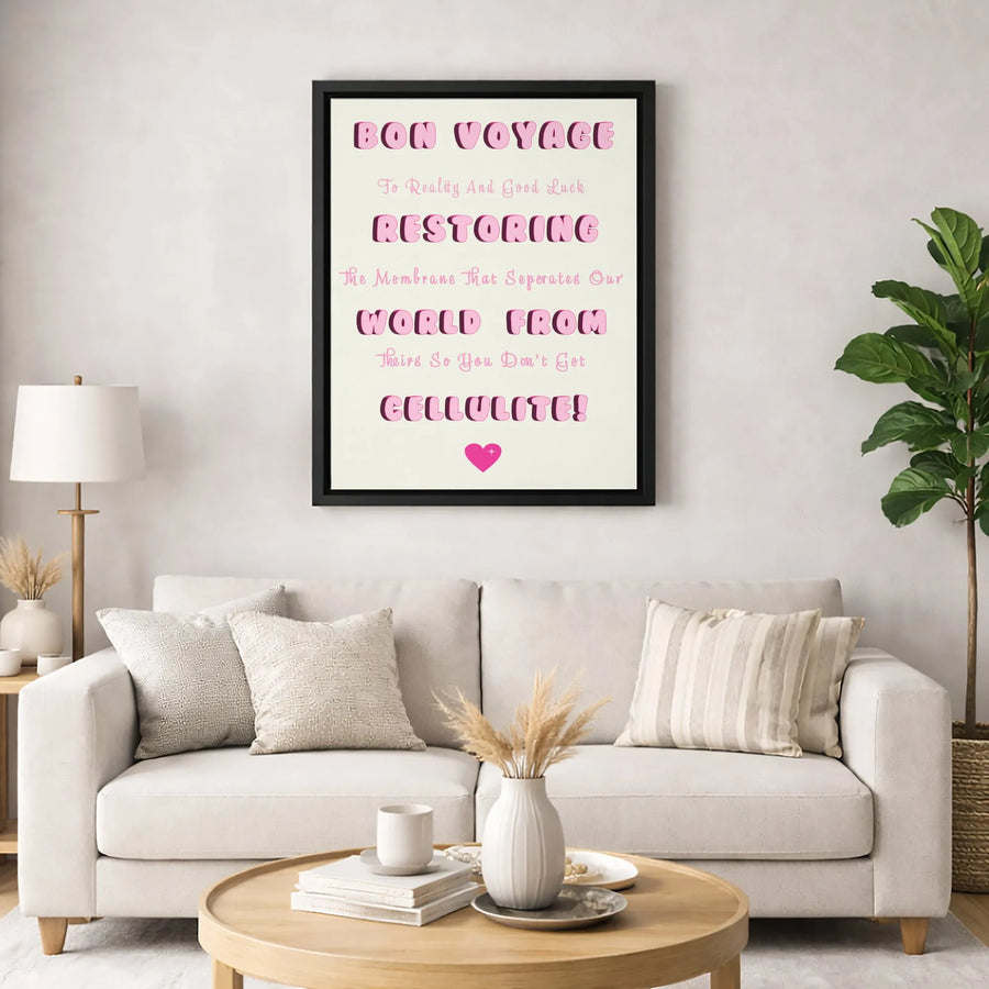 Funny Quote Canvas Wall Art | Bon Voyage To Reality Humor Print | Premium 1.25-Inch Thick Gallery Wrap | Sarcastic Home Decor Gift For Her