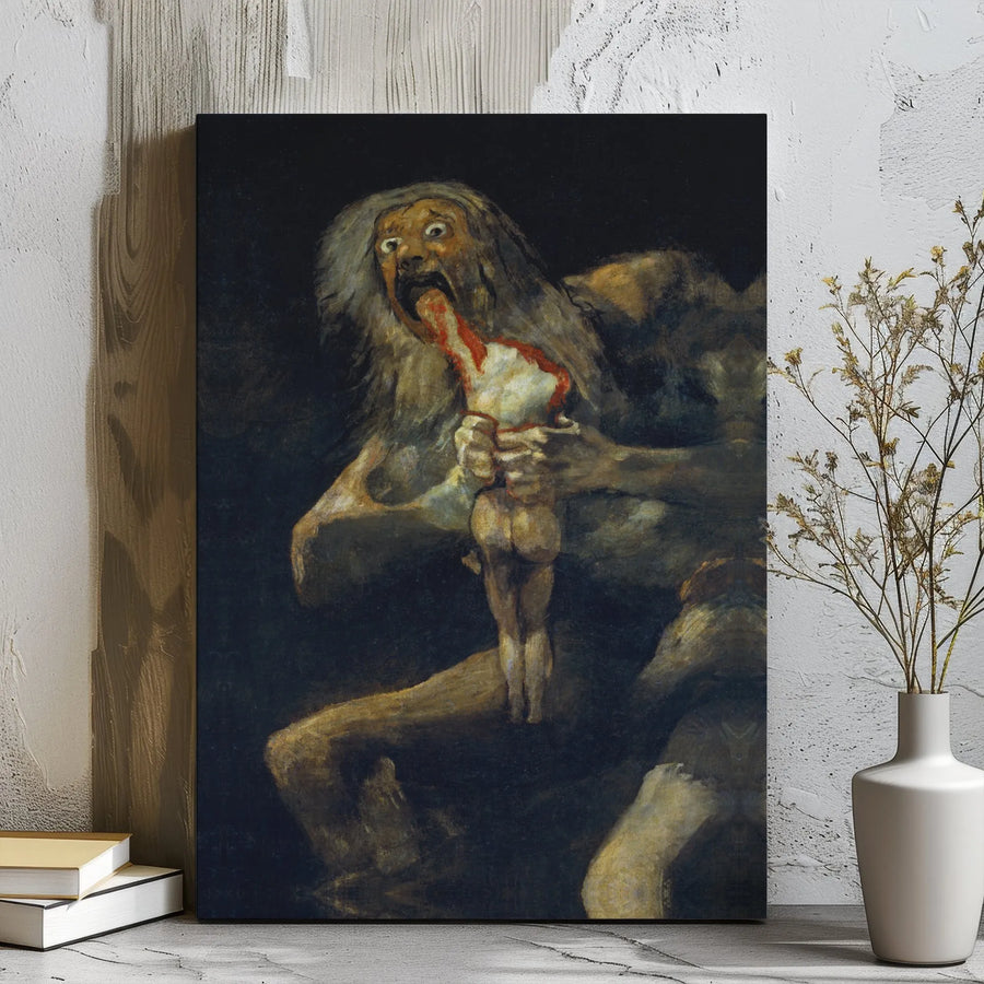 Saturn Devouring His Son Canvas Print | Francisco Goya Masterpiece Reproduction | Premium Gallery Wrap Wall Art | Dark Academia Home Decor Gift